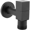 Raguso Lavabo quadrato in ottone massiccio nero Lavandino singolo Lavabo a parete Rubinetto per lavabo Lavanderia Rubinetto per uso domestico(washing machine G3/4)