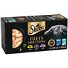 Sheba filets selection pollo sminuzzato al naturale, pollo con gamberetti e pesce dell'oceano, salmone e tonno 6x60gr