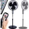 BAKAJI Ventilatore a Piantana Base Tonda con Telecomando 50W Nero 3 Velocità + Timer