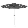 BAKAJI Ombrellone da Giardino 270 cm Luci LED Parasole Grigio Antivento Esterno 8 Ribs