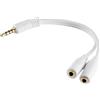 1aTTack.de 1x 0,2 m - Adattatore a Y per cuffie bianco, spina TRRS da 3,5 mm a 2 prese jack a 4 poli, contatti placcati in oro, CTIA