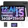 Blackview Tablet 12 Pollici Android 15 Tablet 90Hz, 36GB RAM+ 256GB ROM/2TB TF, Octa-core 2.0GHz Chip, 9000mAh|1200 * 2000 IPS|WiFi 6|16MP + 8MP| BT5.2|Widevine L1|GMS|GPS|Face ID
