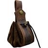 HiiFeuer Custodia Con Coulisse in Ecopelle Medievale, Portamonete Portatile Retrò Nordico, Borsa da Cintura Vintage per Dadi per LARP Ren Faire(Marrone C)