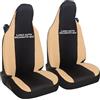 Susy Shop Coprisedili Auto Compatibili Per Smart fortwo, 450 451 e 453, Set 2 Fodere Anteriori, Con Logo Auto Ricamato Sullo Schienale, Lavorazione MADE IN ITALY, (Nero/Beige)