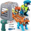 STAY GENT Dinosauro Giocattolo per Bambini con Trapano Elettrico Gabbia Scatola Portaoggetti, Dinosauri Costruzioni Giocattoli Puzzle Natale Compleanno Regali per Ragazzi Ragazze 2 3 4 5 6 7 8 9 Anni