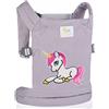 HappyVk Porta Bambole per Bambini- Accessori per Bambole -Grigio Unicorno | Comode spalline imbottite regolabili, indossate sul davanti o sul retro, accessori per bambole reborn, marsupio per bambini