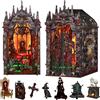 Chinoket Book Nook Kit In stile gotico- Miniature del Dark Castle, puzzle in legno 3D fai da te con LED-Case delle Bambole, set fai da te per adulti, Idea Regalo Creativa, decorazione per libreria