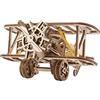 UGEARS Mini Biplano Puzzle 3D in Legno - Kit Modello Meccanico in Legno da Costruire - Puzzle Fai da Te Giocattolo Aeroplano con Motore Modello - Rompicapo Set da Costruzione per Adulti e Bambini