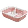 FytStycale Vaschetta Igienica Semi-Chiusa Pieghevole, Pedana Raccogli Sabbia, Lettiera Gatto per Proprietari di Gatti, Viaggio, Casa, Appartamenti Piccoli, Rosa, S