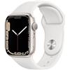 Apple Watch Series 7 Alluminio 45 mm (2021) | GPS + Cellular | Galassia | cinturino Sport bianco - buono
