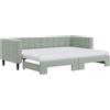 vidaXL Letto da giorno allungabile con materassi grigio chiaro 80x200 cm in velluto