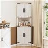 BonVache Credenza Alta Angolare, Bagno e Cucina, Stretto | 4 ante e 5 ripiani per organizzare stoviglie, accessori e oggetti di uso quotidiano