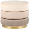 Beliani Pouf in tessuto di velluto di colore beige rotondo con base in oro