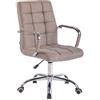 CLP Sedia Design Ufficio Deli In Stoffa I Poltrona Scrivania Imbottita I Sedia Studio Girevole E Regolabile Alt 45-55CM | Colore tortora