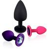 Belmalia 3x Butt Plug Anale Silicone Spina Anale Set Ø 30 mm, Ø 35 mm, Ø 45 mm, da Donna o Uomo, S + M + L Rosa + Porpora + Nero