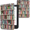 kwmobile Custodia eReader Compatibile con Kobo Clara 2E Cover - eBook Reader Flip Case - blu/verde/fucsia - Libreria con Piante