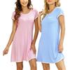 Ekouaer 2pcs Camicia da Notte Donna Estiva Manica Corta Pigiama da Notte Comodo Nightdress Vestito da Notte Girocollo Pigiama Premaman Abito da Notte S-XXL