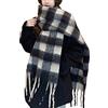 OUNIYA Grande sciarpa scozzese spessa a quadri colorati sciarpe oversize morbida grande lana di cashmere spessa inverno coperta calda da donna