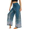 Nuofengkudu Petite Pantaloni Larghi Bohemien Stampa Estate Vita Alta Rayon Leggero Motivi Hippy Chic Palazzo Viaggi Spiaggia Taglia Piccola