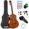 Moukey Chitarra Acustica Moukey da 36 per Principianti Bambini e Ragazzi 3/4 Dreadnought da Viaggio con Poster degli Accordi, Custodia, Accordatore, Plettri, Corde in Nylon, Capotasto e Tracolla - Marrone