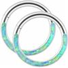 Hoisy 16G 1,2x10mm Cerchio Titanio Piercing Naso Donna, Cerchio con Opale, Piercing per Naso Donna Argento