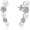 Philip Jones Orecchini Climber Perla Bianca Creati Con Cristalli Zircondia®