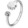 S'Agapõ Anello Donna in Acciaio e Cristalli con Simbolo Quadrifoglio | Collezione Click - SCK87