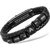 LAXPICOL Braccialetto da uomo in pelle intrecciata con chiusura magnetica in acciaio inox, regalo di compleanno per uomini, regalo di compleanno per uomo