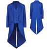 Cappotto Steampunk vittoriano giacca Costume Cosplay uomo gothico frac blu 4xl