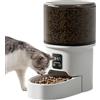 Oskuglin Distributore Automatico Cibo Gatti, Dispenser Programmabile per Cani e Gatti, Orari di Mangiatoia Personalizzati per gatti e cani di piccola taglia, da 1 a 6 pasti al giorno (Bianco e nero)
