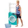 Barbie Lavanderia di Ken, Bambola e Lavatrice/Asciugatrice con Cestello Rotante e 2 Accessori, FYK52