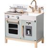 ROBUD Giocattolo Cucina per Bambini, Cucina Giocattolo Legno per Bambini Set da Cucina per Bambini con Suono e Luce, Dispenser di cubetti di Ghiaccio, Regali Realistici Cucina in Legno per Bambini