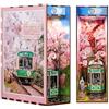 Tonecheer DIY Book Nook Kit, Puzzle 3D in Legno Adulti fai da te Libro Nook Miniature da Costruire Modellismo da Costruire（Tour dei ciliegi in fiore）