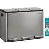 SONGMICS Pattumiera Cucina 3 x 15 L, 15 Sacchetti, Acciaio Inox | Cestino per Raccolta Differenziata 3 Scomparti, Secchi Rimovibili, Coperchio, Maniglie, Chiusura Morbida, Argento, LTB145EZ01