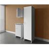 Negrari composizione, Mobile Lavatoio + Pensile + Colonna in Resina, Resistente all'umidità, Vasca resistente agli acidi, Kit di scarico incluso, Interno e Esterno, Bianco