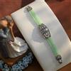 Bracciale Argento Arte Deco Strass Vari Collana Perla Calcédonie Verde Luce QD30