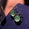 Orecchini Dormeuse Dorati Art Déco Mezze Perle Agata Verde Chiaro SC2
