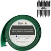 BAKOKI Bordo flessibile per prato (10 m, 40 ancore, altezza 8 cm, verde, in plastica, resistente alle intemperie, per aiuole, rotondo, bordo per aiuole, bordo per tagliaerba