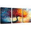 FajerminArt 3Pcs Quadri Arancione rosso Albero della vita Stampa su Tela Con Cornice Quadro Astratto colorato Farfalle alberi pittura su tela poster da parete Decor Murale Soggiorno Camera da letto 30x40cmx3