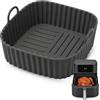 CHEFZOCO Stampo in silicone quadrato per friggitrice ad aria, accessori friggitrici ad aria, contenitore quadrato in silicone per friggitrice, antiaderente, adatto per friggitrici da 4 a 5 litri,