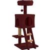 Wintem - Tiragraffi per Gatti 92 cm con Cuccia Chiusa e Piattaforme Multilivello, Colonna in Sisal Naturale e Scala Integrata, Ideale per Gioco Quotidiano e Relax, Struttura Compatta (Bordeaux)