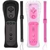 PGYFDAL - Telecomando classico, compatibile con Wii Wii U, Gamepad con custodia in silicone morbido e cinturino da polso (nero e rosa)