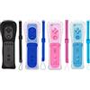PGYFDAL - Telecomando classico compatibile con Wii Wii U Console, Gamepad con custodia in silicone morbido e cinturino da polso (rosa+blu+nero+blu)