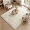 BEIMOTappeto per soggiorno grande, 160 x 230 cm, bianco, per camera da letto, soffice in finta pelliccia, morbido a pelo lungo, non perde pelo, moderno antiscivolo