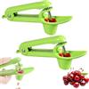 Occupaternm 2 Snocciolatori Per Ciliegie, Togli Nocciolo Ciliegie, Snocciola Ciliegie Con Gambo In Acciaio Inox E Coppa Con Supporto In Silicone, Adatti Per Frutta E Bacche (Verde)