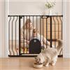 VEVOR Cancelletto di Sicurezza per Bambini, Grata Animali Larghezza Regolabile da 75 a 111 cm, con Porticina Gatti Regolabile, Colore Nero, Kit di Montaggio a Pressione e Kit a Parete, uso Interno