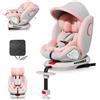 DEWINNER 360° Seggiolini Auto da 0 a 36kg ISOFIX DEWINNER - I-Size Gruppo0+1/2/3,Cntura a 5 punti,RWF,FWF,Tettuccio Anti-UV + Gamba di Supporto+imbottitura antiabrasione,ECE R129 (Rosa)