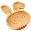 bamboo bamboo Baby E Piatto Bambini, Piatto Bambù Con Suzione Sicura Per Pasti E Svezzamento, Piatto Coniglio Con Base Antiscivolo, Piatti Per Neonati Da 6 Mesi (Coniglio, Arancia)