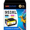 INKCLOUD Cartucce d'inchiostro 953XL 953 XL di ricambio per HP 953XL Multipack con chip più recente compatibili con stampante HP Officejet Pro 7720 7740 7730 8710 8715 8210 8720 8725 8730 (nero/C/M/Y)