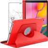 ebestStar - Cover per Samsung Galaxy Tab A 10.1 2019 T510 T515, Custodia Protezione Rotazione 360, Pelle PU, Rosso + Vetro Temperato